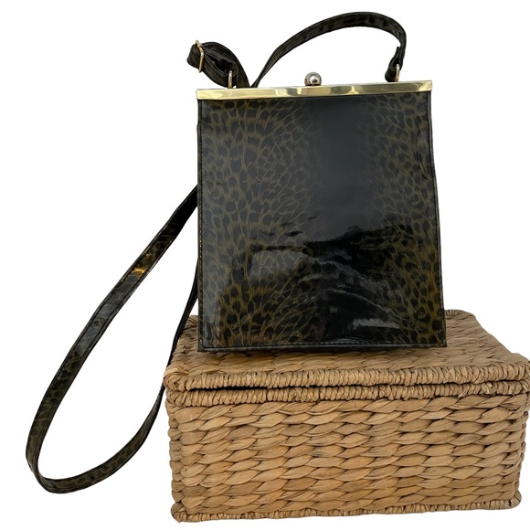 Comeco Handbags - Vintage Comeco Animal Print Faux Patent Leather Adjustable Crossbody Strap